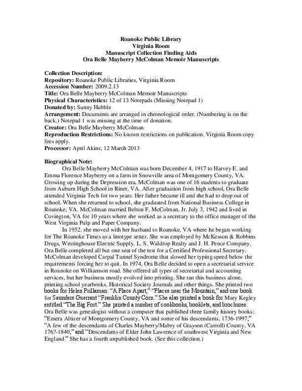 McColman, Ora Belle Mayberry Collection.pdf