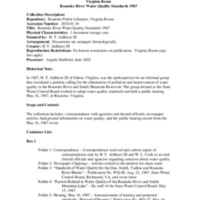 A Guide to the 1967 Roanoke River Water Quality Standards Collection