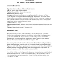 A Guide to the Dr. Walter Claytor Family Collection