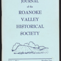 Journal of the Roanoke Valley Historical Society<br /><br />
1975<br /><br />
Volume 9, Number 2