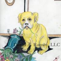 DR-A076 Untitled (Dog with Spilled Vase of Flowers)