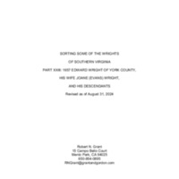 Sorting Some of the Wrights of Southern Virginia Part XXIII: Edward Wright of York County, His Wife Joan (Evans) Wright, and His Descendants